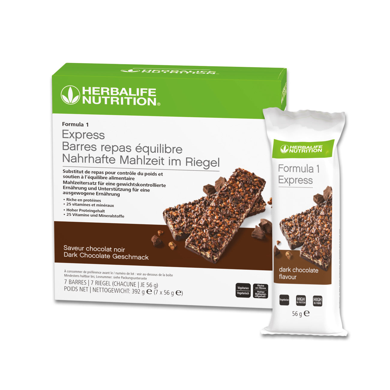 Herbalife Formula 1 Express Riegel Dark Chocolate Geschmack 7 Riegel